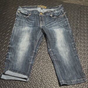 COOGI Women's Distressed Blue Cropped Jeans